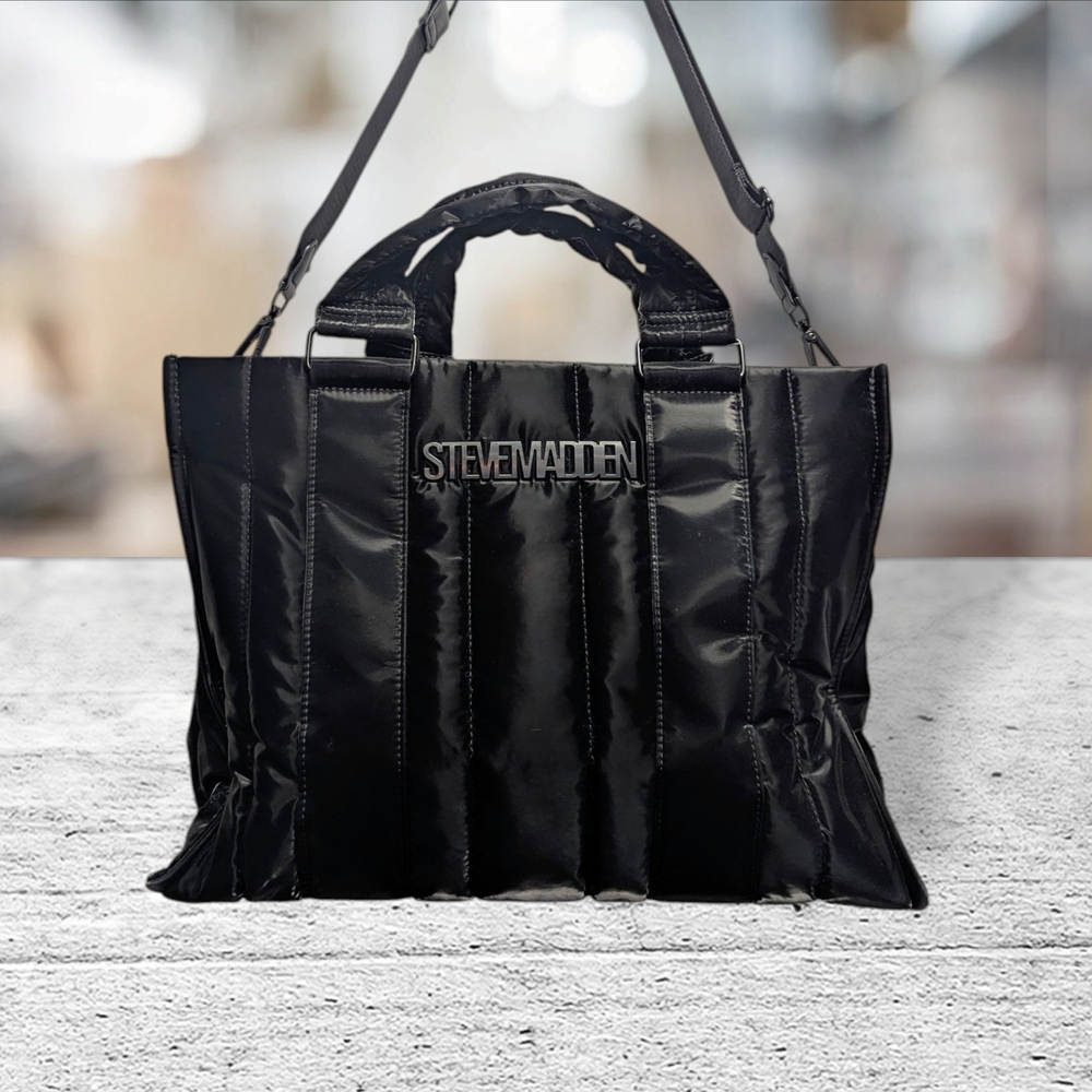 Steve Madden Black Quilted Tote Bag